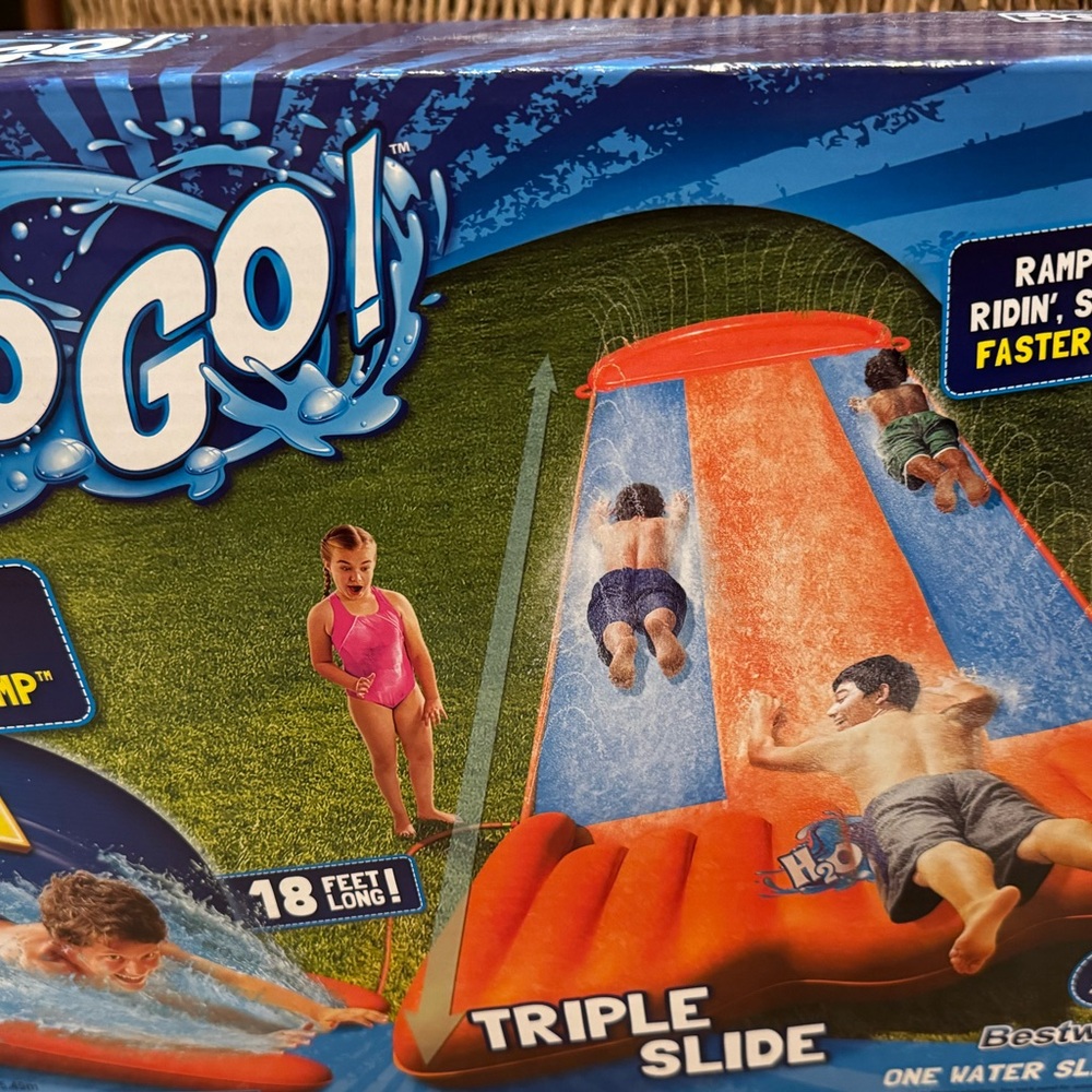 Bestway H2O GO! Triple Water Slide - Vibrant Orange and Blue